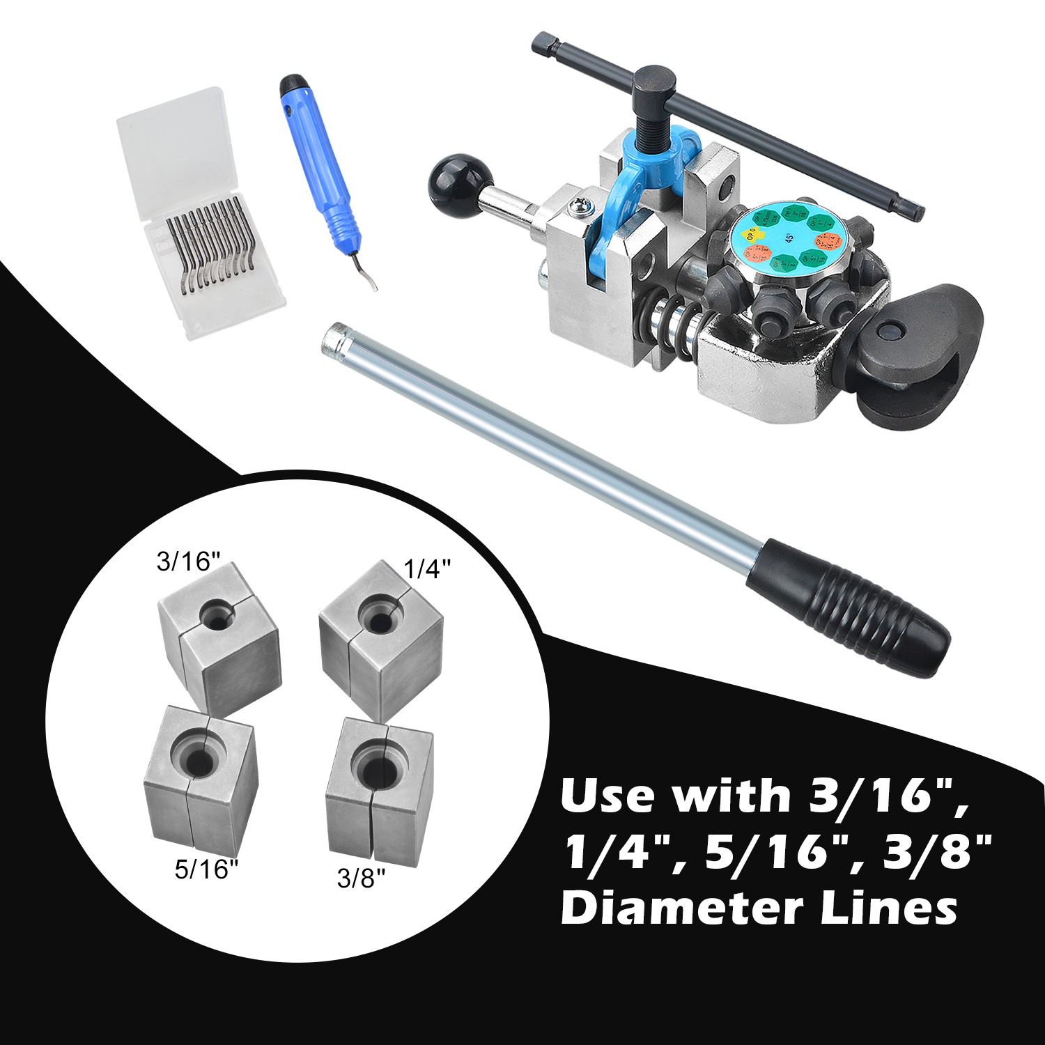 Automotive Brake Service Tools Hydraulic Brake Pipe Line Flaring Tool Set for 3/16"-1/2"